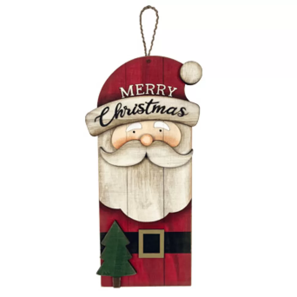 Christmas Forever WOODEN WALL DECOR SANTA 15″ W/”MERRY CHRISTMAS”