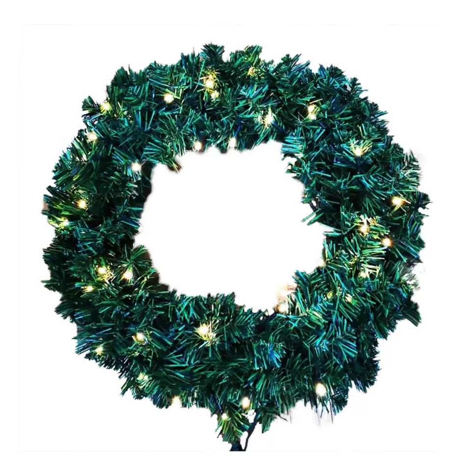 Christmas Forever WREATH PRE-LIT NAT. SHERWOOD PINE 24″/ 150 TIPS 50 LED LIGHTS B/O (3D BAT. NOT INCLUDED)